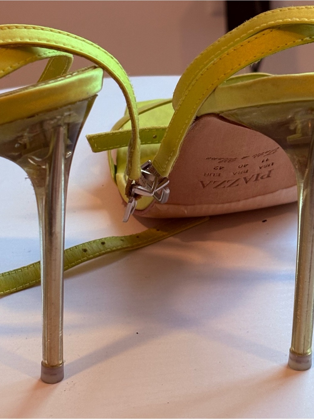 PIAZZA PATBO Neon Yellow Strappy Stiletto Sandals